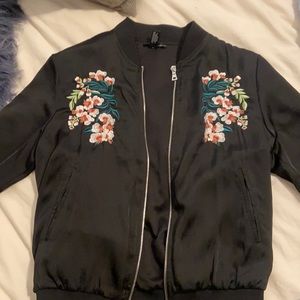 Aqua Embroidered Bomber Jacket
